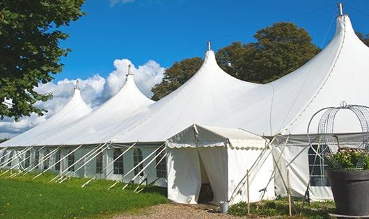 high-quality portable restrooms stationed at a wedding, meeting the needs of guests throughout the outdoor reception in Brooklyn Heights, OH